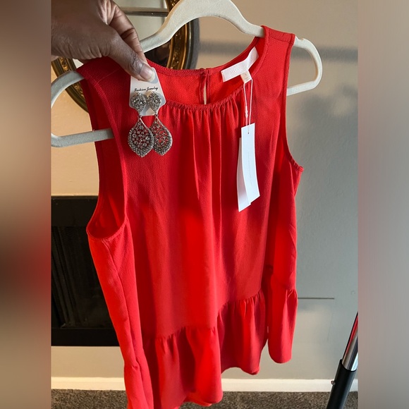 Nordstrom Firey Red Adyson Parker Peplum dress up/down Top! Great Qualit… - Picture 11 of 11
